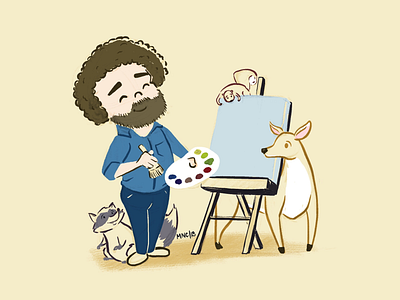 The Joy of Painting bob ross character design design illustration procreate women in illustration