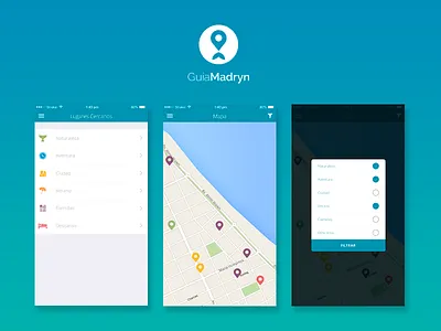 Aplicación de turismo app check box design list map mobile modal product ui ux