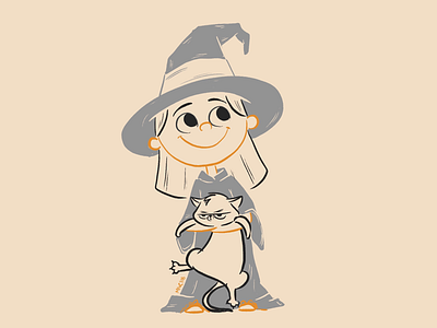 Twitchy Witchy Girl cat character design design girl halloween illustration witch