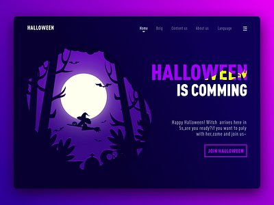 Happy Halloween forest girl halloween happy illustration night pumpkin ui web witch woods