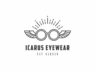Icarus Eyewear branding business company dual meaning eyewear fashion flat icarus icon identity logo monoline monolinear mythical sun