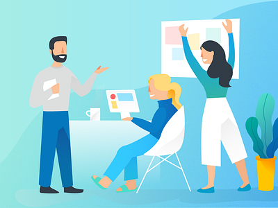 The Digital Nomad blockchain blue crypto illustration people team
