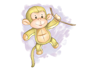 Monkey illustration art playful jungle friend