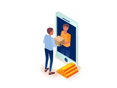 Refund Isometric character design illustration isometric