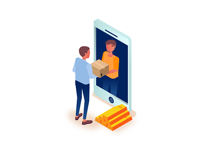 Refund Isometric character design illustration isometric