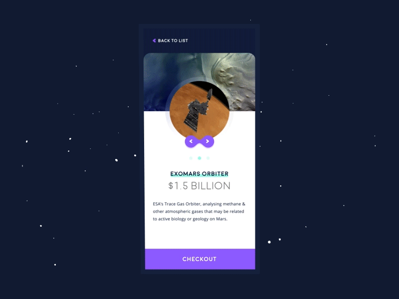 UI Transition Study 03 checkout dailyui 002 space ui motion uidesign uiux ux