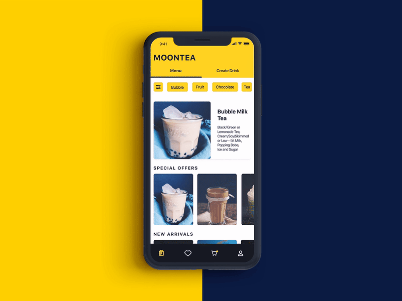 Tea Order IOS app animation app bubble tea design order principle ui