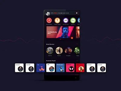 Music App Dark Theme Home screen card darktheme design mobile music music app ui ux uipractice