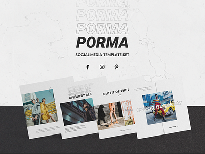 Porma Social Media Template Set banner banner ad blogger clean facebook fashion instagram minimal photography pinterest retro simple