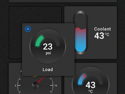 Dark UI Guages app caterpillar concept design dark ui design icon productdesign ui