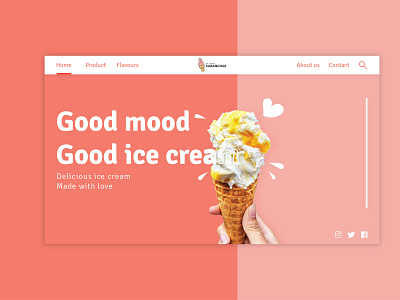 Ice Cream Saranghae app brand branding design ice cream illustration landing design landing page landing page design ui ui ux uidesign vector web website concept