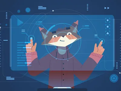 Hud art character computer design flat fox game hud illustration ui ux vector