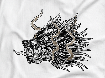 Smoking Wolf apparel black illustration art smoke texture wolf