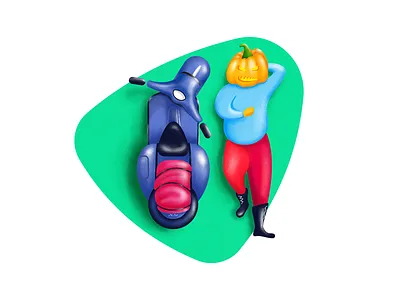 Halloween boy dribbble explore halloween halloween illustration happy halloween illustration illustrator minimal art photoshop pumpkin rider scooter
