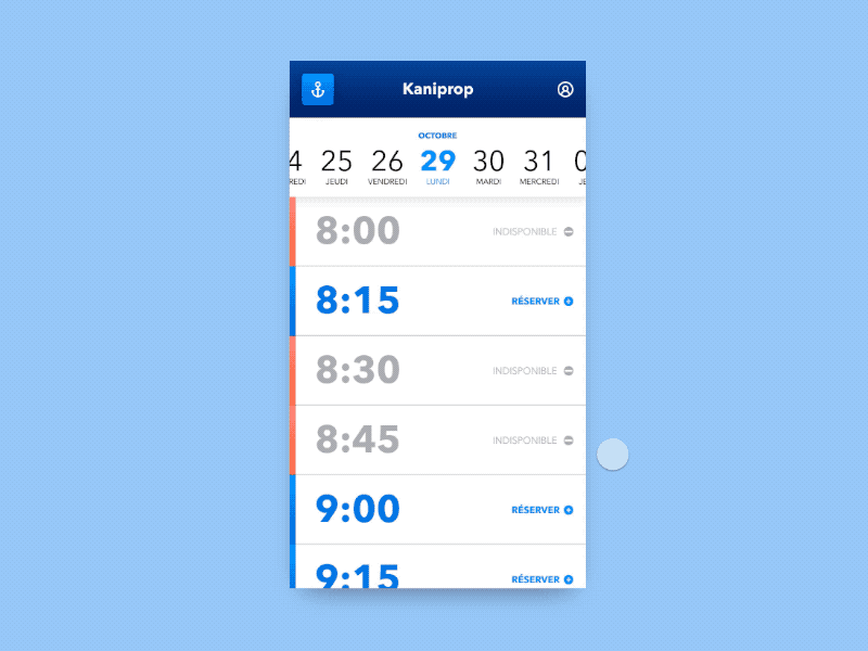 Shower app - Reservation process agency app calendar reservation shower