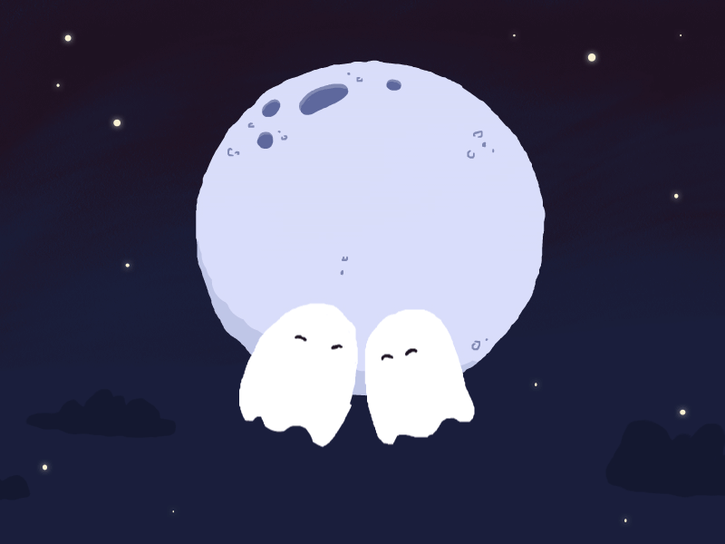 Happy Halloween ghost moon night spooky stars