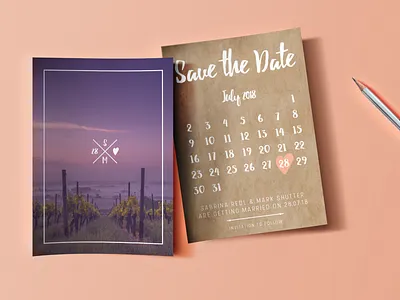 Wedding - Save The Date calendar date design heart poster print save the date vineyard wedding