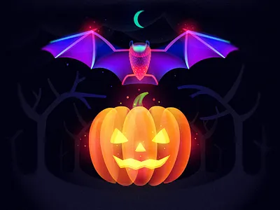 Halloween bat forest halloween horror moon night pumpkin scary