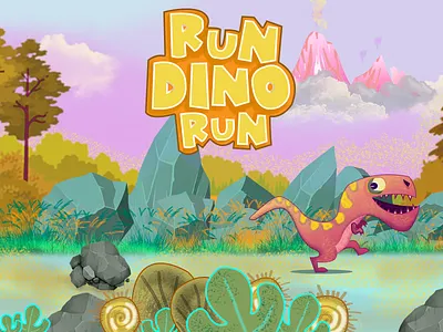 RUN DINO RUN character design charecter design game graphic design icon illustration logo typography ui