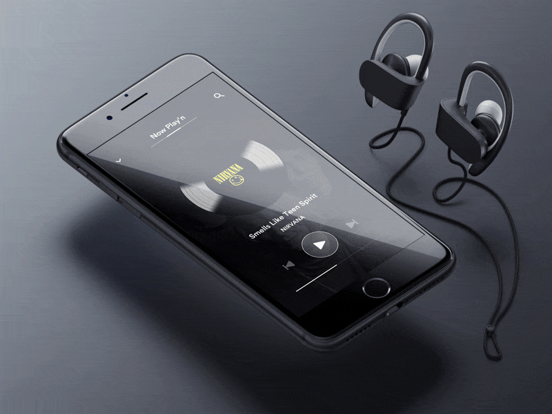 Music Player animation black clean gif minimal music music app nirvana ui