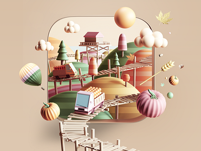 Apple- Best of October 3d abstract adobe app apple applicaiton appstore autumn c4d cgi cinema4d colors design geometric illustration photoshop render set ui ui ux