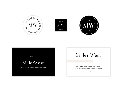 Miller West Stickers branding collateral design editorial fashion forward icon logo minimal modern photographer portrait photographer san serif serif stencil sticker sticker design sticker set swoone typography watermark