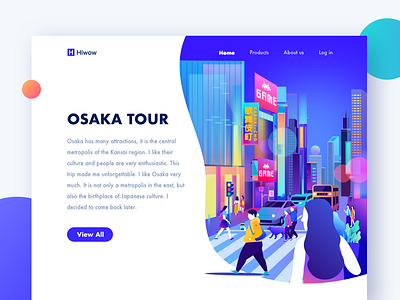 Osaka Tour colors design illustration japan osaka page ui ux vector