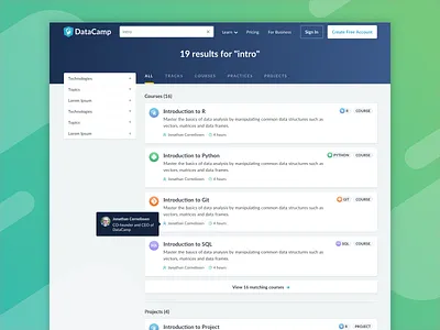 Search result page datascience design programming python r search sketch sql ui ux