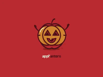 Appl’antern apple costume cute design food halloween happy icon illustration inktober jackolantern kawaii logo mask minimal pumpkin pun spooky vector