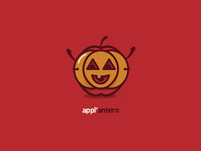 Appl’antern apple costume cute design food halloween happy icon illustration inktober jackolantern kawaii logo mask minimal pumpkin pun spooky vector