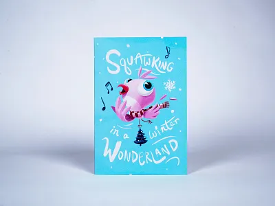Squawking in a Winter Wonderland bird card christmas holiday holidays scarf snow tree winter