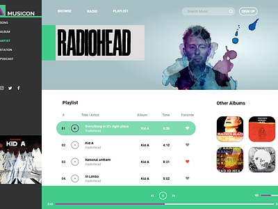 Music Desktop app adobexd radiohead sketch ui uidaily uidesign uidesigner uiuxdesign ux uxdesign