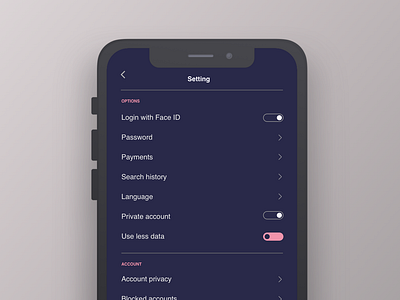 Daily UI 007 Setting daily ui dailyui 007 setting