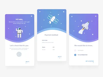 App set up app app concept app screen design fingerprint flat get started gradient gradient color illustration intro screen mobile app mobile app design onboarding onboarding screen payment payment method space ui ux
