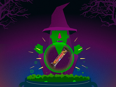 Witch candy chocolate halloween illustration potion vector witch