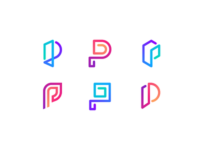 P mark exploration branding exploration flat gradient icon letter line minimal stroke