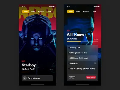 Music Album App - Song album blur music player sketch song ui ux