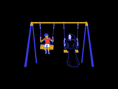 Mood Swing boy child dark death demon fun grim reaper halloween kid mood play skeleton skull swing swingset