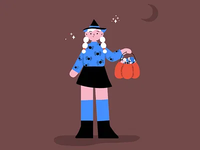 trick or treat! 2d aftereffects animation character design graphicdesign halloween illustration motiondesign motiongraphics photoshop ui ux women