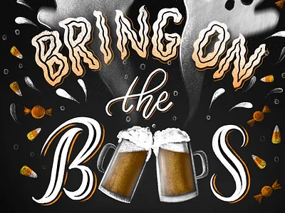 Bring on the Boos beer candy candy corn ghost halloween lettering typography