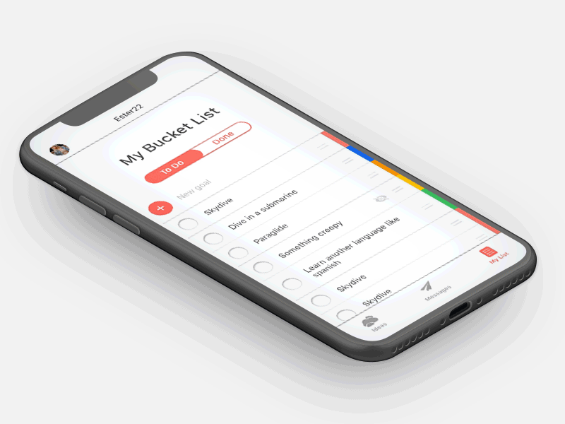 Bucket List App apple clean design ui ux uxdesign