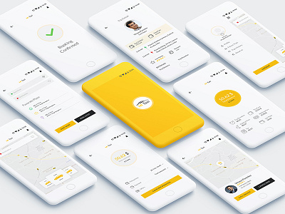 Taxi App bill dashboard ui design map view mobileappdesign receipt sidemenu taxi app ui