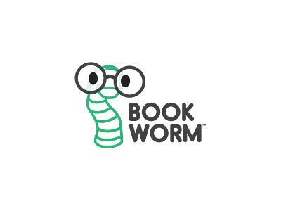 Thirty Day Logo Challenge #14 - Bookworm bookworm branding colorful cute design flat glasses green icon illustration lettering logo mint nerdy rounded thirty day logo challenge thirtylogos type typography vector