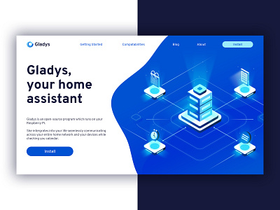 Gladys - Landing page ai artificial intelligence geometric home automation illustration landing page landing page design landing page ui ui ux web