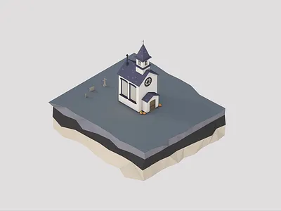 Church Study | Daylight | Halloween 2018 3d c4d church cinema 4d design ghost halloween haunted low poly lowpoly render