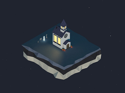 Church Study | Night | Halloween 2018 3d c4d church cinema 4d ghost halloween haunted low poly lowpoly render