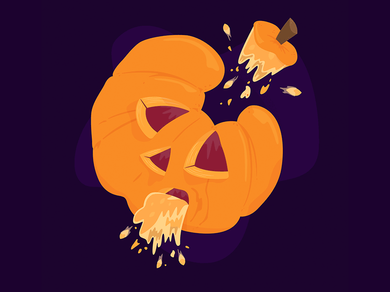 Rotten Pumpkin barf digital halloween illustration jack o lantern october puke pumpkin spooky