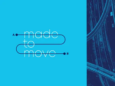 From A to B blue design easy highway lockup movement traffic travel typography