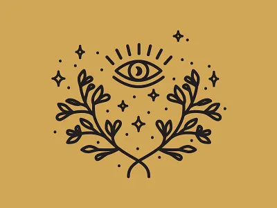 3/4 Sacred Icons brand identity celestial eye icon icon artwork iconography illustration laurel line artwork line icon logo logomark moon spiritual third eye wreath
