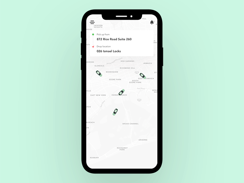 Book a cab animation clean design green intetaction design mobile simple ui ux vector